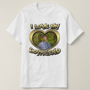 Camiseta Me encanta mi novio Bubble Heart Frame Gold