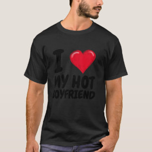 Camiseta Me Encanta Mi Novio Caliente Corazón Rojo BF Parej