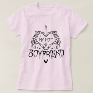 Camiseta Me Encanta Mi Novio Caliente Halloween Skeleton Fu
