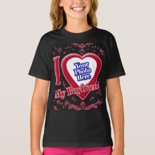 Camiseta Me encanta mi novio foto corazón rojo negro