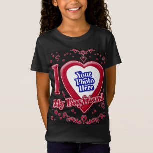 Camiseta Me encanta mi novio foto corazón rojo negro