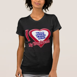 Camiseta Me encanta mi novio foto corazón rojo negro