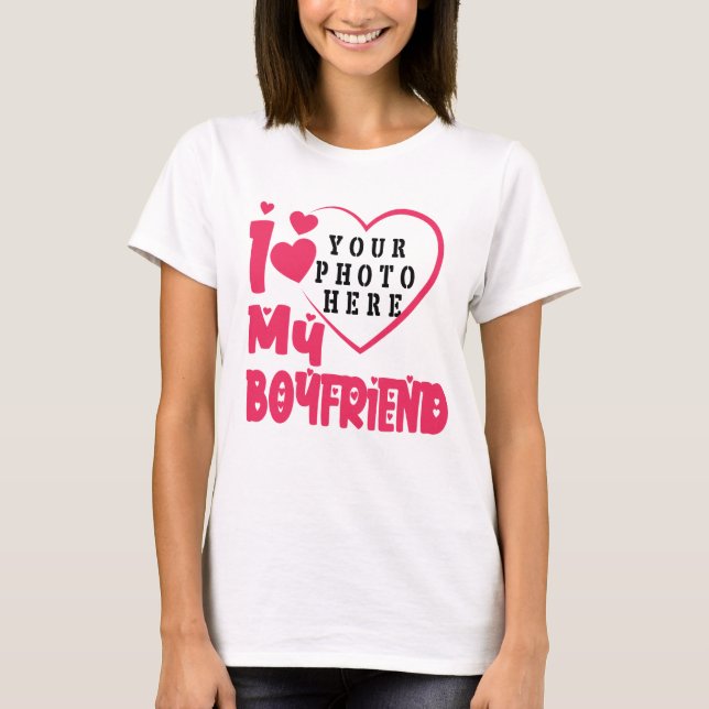 Camiseta Me encanta mi novio, foto personalizada (Anverso)