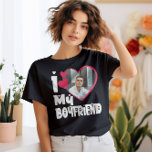 Camiseta Me encanta mi novio, foto personalizada<br><div class="desc">Amo a mi novio,  Personalizado del corazón.</div>