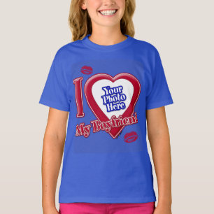 Camiseta Me Encanta Mi Novio Foto Red Heart Lips D R Blue
