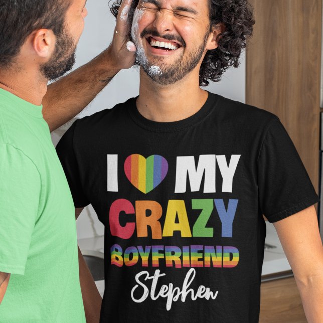 Camiseta Me encanta mi novio loco orgullo arcoiris nombre d (Subido por el creador)