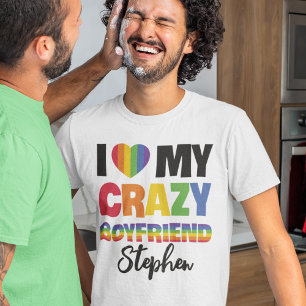 Camiseta Me encanta mi novio loco orgullo arcoiris nombre d