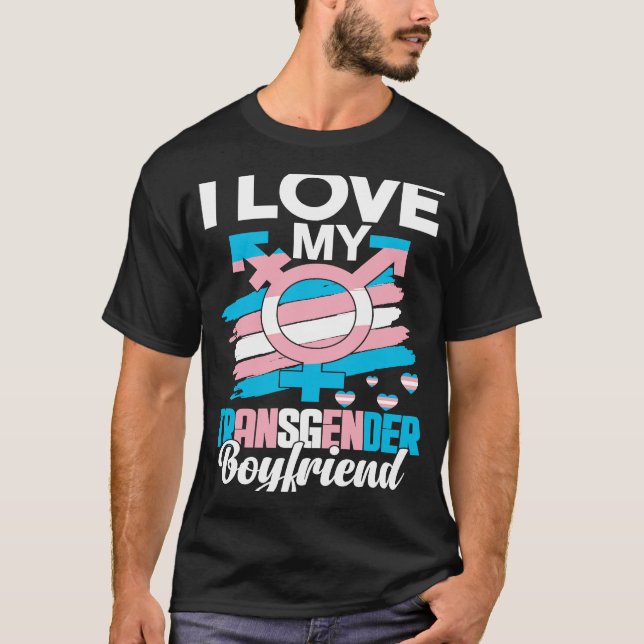 Camiseta Me encanta mi novio transgénero LGBT. (Anverso)