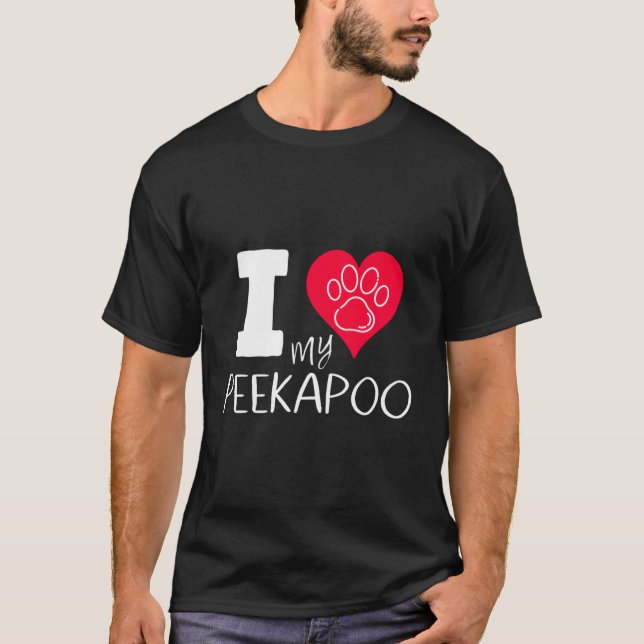Camiseta Me Encanta Mi Peekapoo Corazón Mi Peekapoo Pekinge (Anverso)