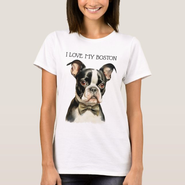 CAMISETA ME ENCANTA MI PERRO DE BOSTON TERRIER (Anverso)