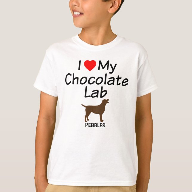 Camiseta Me encanta mi perro de laboratorio de chocolate (Anverso)