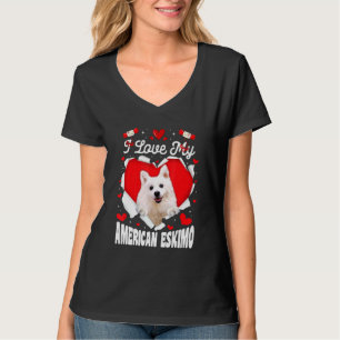 Camiseta Me encanta mi perro de San Valentín esquimal estad