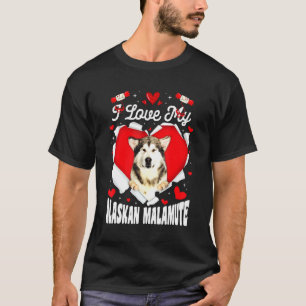 Camiseta Me encanta mi perro de San Valentín malamute de Al