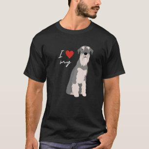 Camiseta Me encanta mi perro de Schnauzer gris y blanco