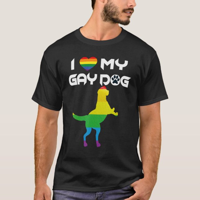 Camiseta Me encanta mi perro gay orgullo arcoiris perros LG (Anverso)