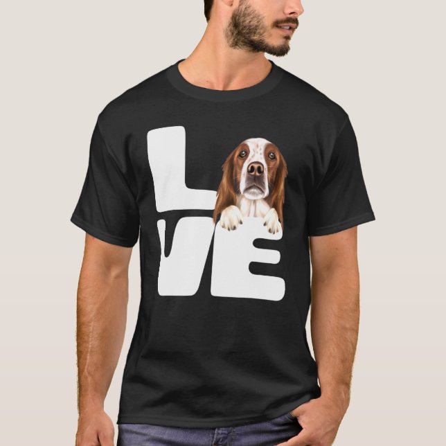 Camiseta Me Encanta Mi Perro Irlandés, Rojo Y Blanco. (Anverso)