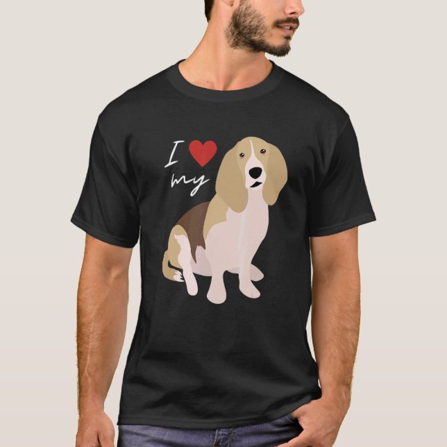 Camiseta Me encanta mi perro moreno blanco y negro (Anverso)