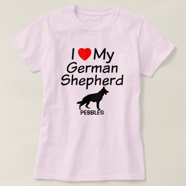 Camiseta Me encanta mi perro pastor alemán (Diseño del anverso)