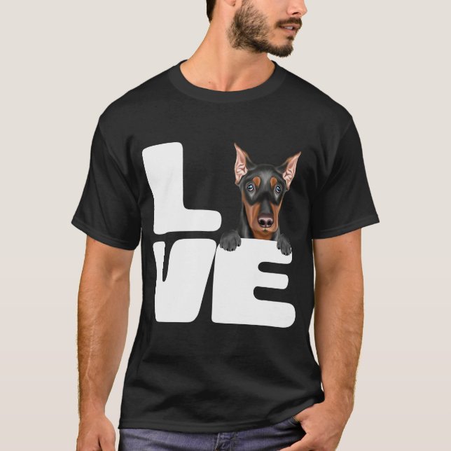 Camiseta Me encanta mi perro Pinscher alemán (Anverso)