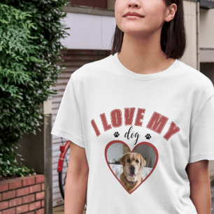 Camiseta Me encanta mi perro rojo personalizado foto de ama