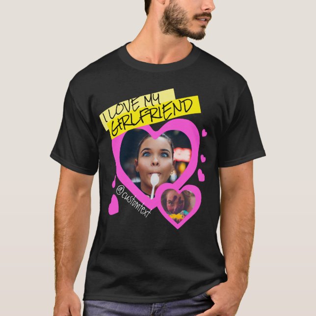 Camiseta Me encanta mi personalizado de novia foto texto y2 (Anverso)