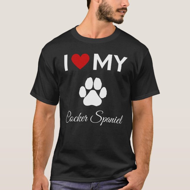 Camiseta Me encanta mi personalizado de perro Cocker Spanie (Anverso)