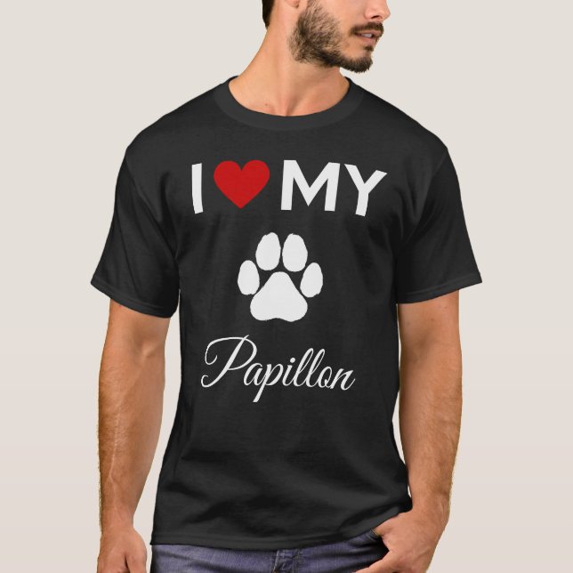 Camiseta Me encanta mi personalizado Papillon (Anverso)