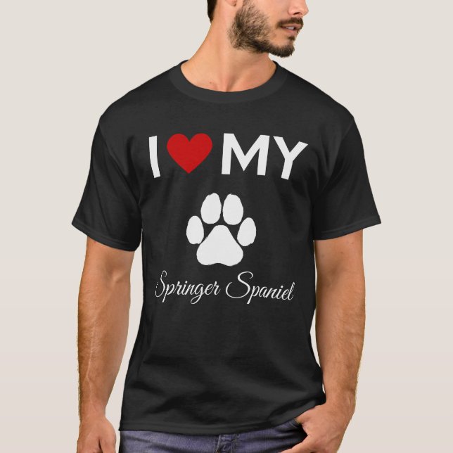 Camiseta Me encanta mi personalizado Springer Spaniel (Anverso)