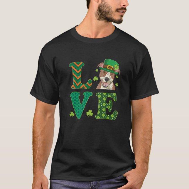 Camiseta Me Encanta Mi Pitbull St Patricks Day Pit Bulldog  (Anverso)