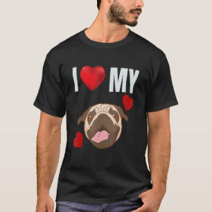 Camiseta Me encanta mi pug lindo pug adorable perro holandé
