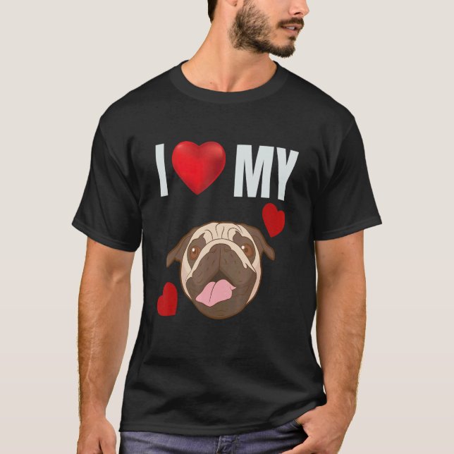 Camiseta Me encanta mi pug lindo pug adorable perro holandé (Anverso)