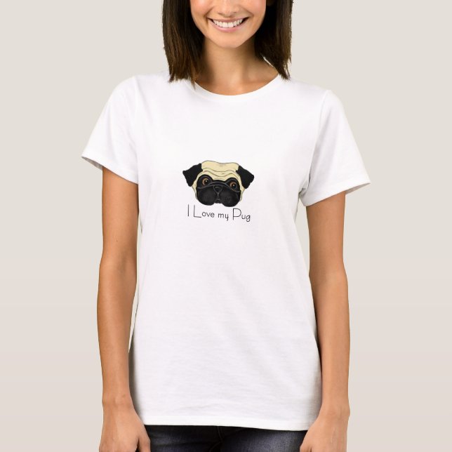 Camiseta Me encanta mi pug lindo pug y mi cita de amor (Anverso)