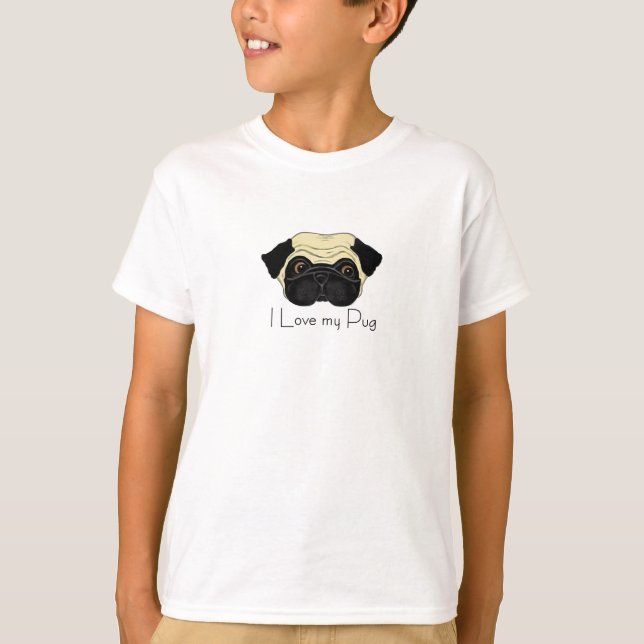 Camiseta Me encanta mi pug lindo pug y mi cita de amor (Anverso)