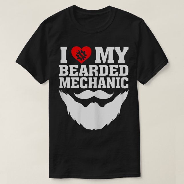 Camiseta Me encanta mi regalo de pelucas mecánicas con barb (Diseño del anverso)
