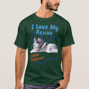 Camiseta Me encanta mi rescate Alaskan Malamute Guay Adopta