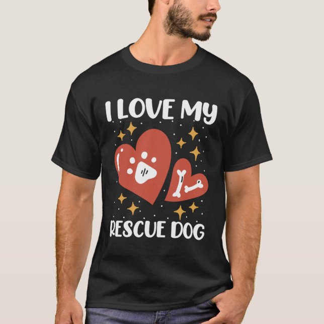Camiseta Me encanta mi rescate de animales para perros de r (Anverso)