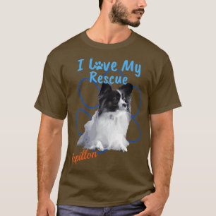 Camiseta Me encanta mi rescate Papillon Perro adoptado en G