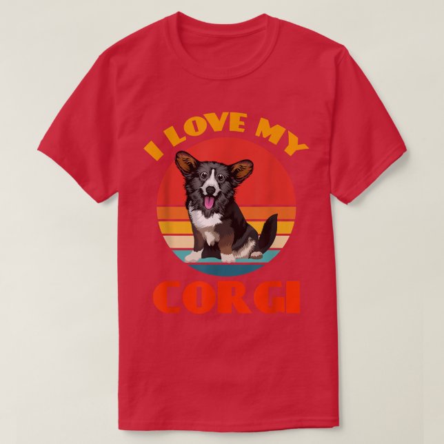 Camiseta Me encanta mi retro de amante de los perros galese (Diseño del anverso)