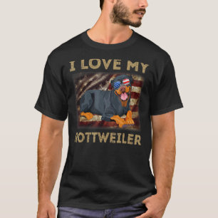 Camiseta Me encanta mi rottweiler papá mamá Bandera estadou