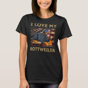 Camiseta Me encanta mi rottweiler papá mamá Bandera estadou