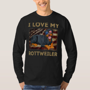 Camiseta Me encanta mi rottweiler papá mamá Bandera estadou