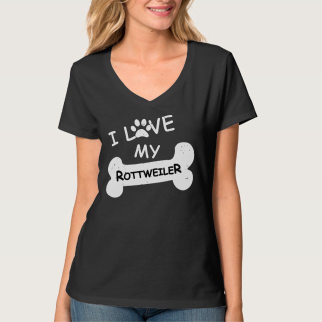 Camiseta Me Encanta Mi Rottweiler Por Los Amantes Del Perro (Anverso)