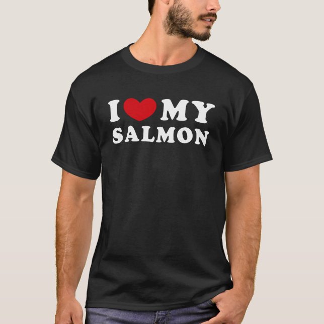 Camiseta Me Encanta Mi Salmón, Corazón Mi Hoodi Pullover Sa (Anverso)