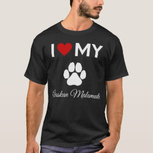 Camiseta Me encanta mi texto personalizado de perro Malamut