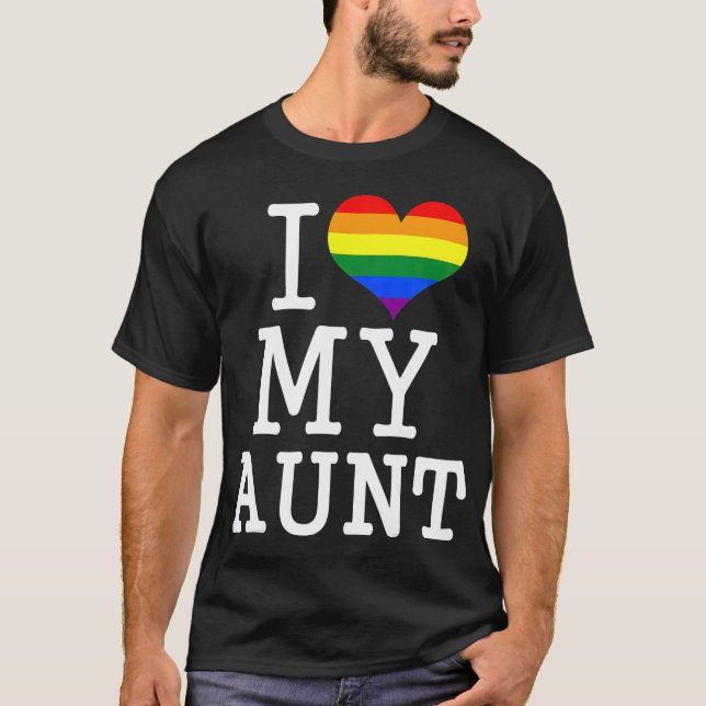 Camiseta Me encanta mi tía, la bandera LGBT, linda tía gay, (Anverso)