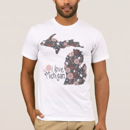 Camiseta Me Encanta Michigan Floral Pink Brown Black
