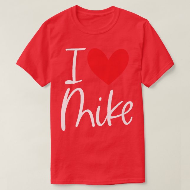 Camiseta Me encanta Mike Name Personalized Boy Man BFF Hear (Diseño del anverso)