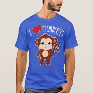 Camiseta ME ENCANTA MONKEYS Gracioso Mono Lover Corazón Cut