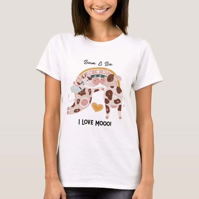 Camiseta Me Encanta Mooo Cute Cow Personalizado Regalo (Anverso)