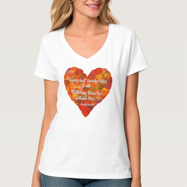 Camiseta Me Encanta Otoño—Corazón de hojas de águila roja 1 (Anverso)